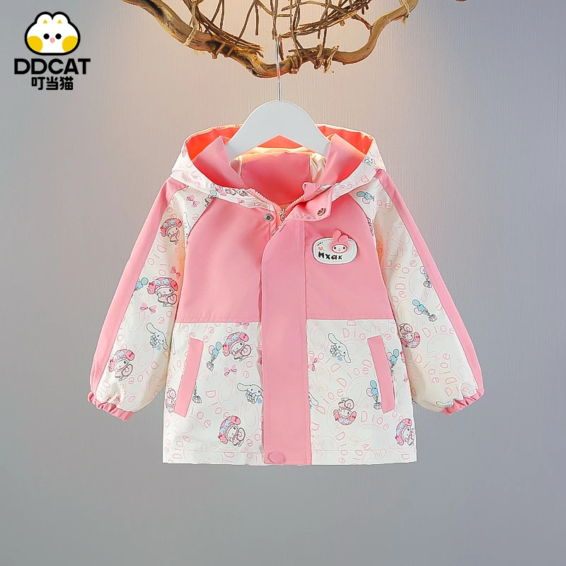叮当猫女童外套春秋儿童洋气春季小女孩上衣连帽中小童女宝宝春装