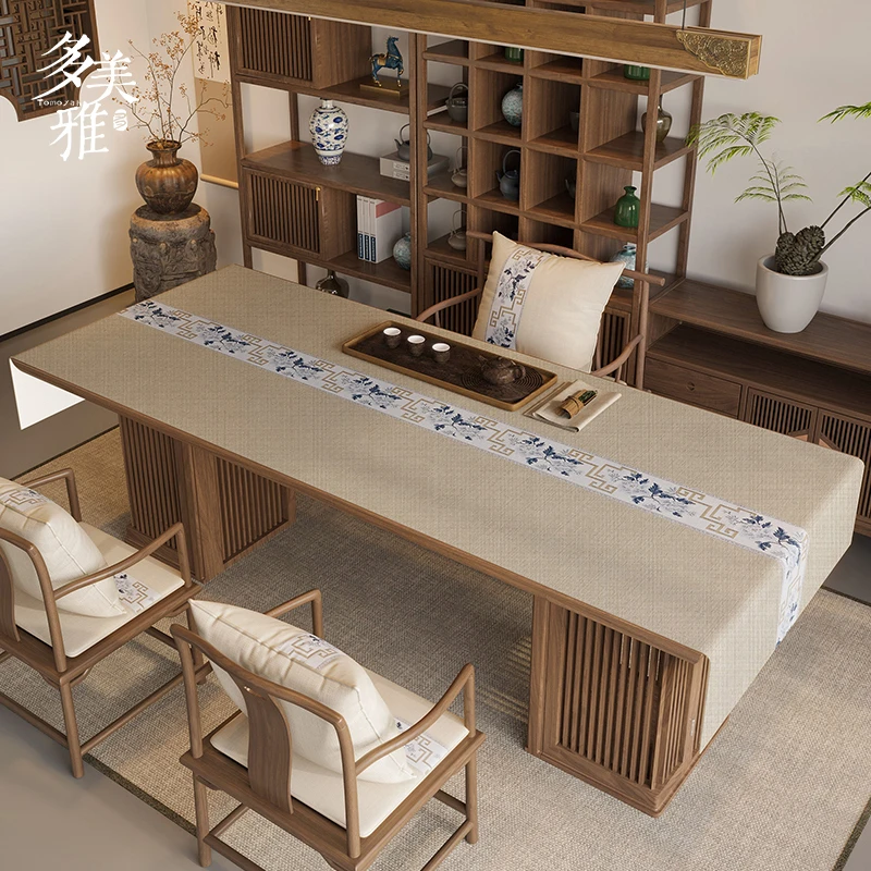 中式禅意茶桌布防水棉麻茶几布长方形餐桌布茶席茶道茶台垫布定制