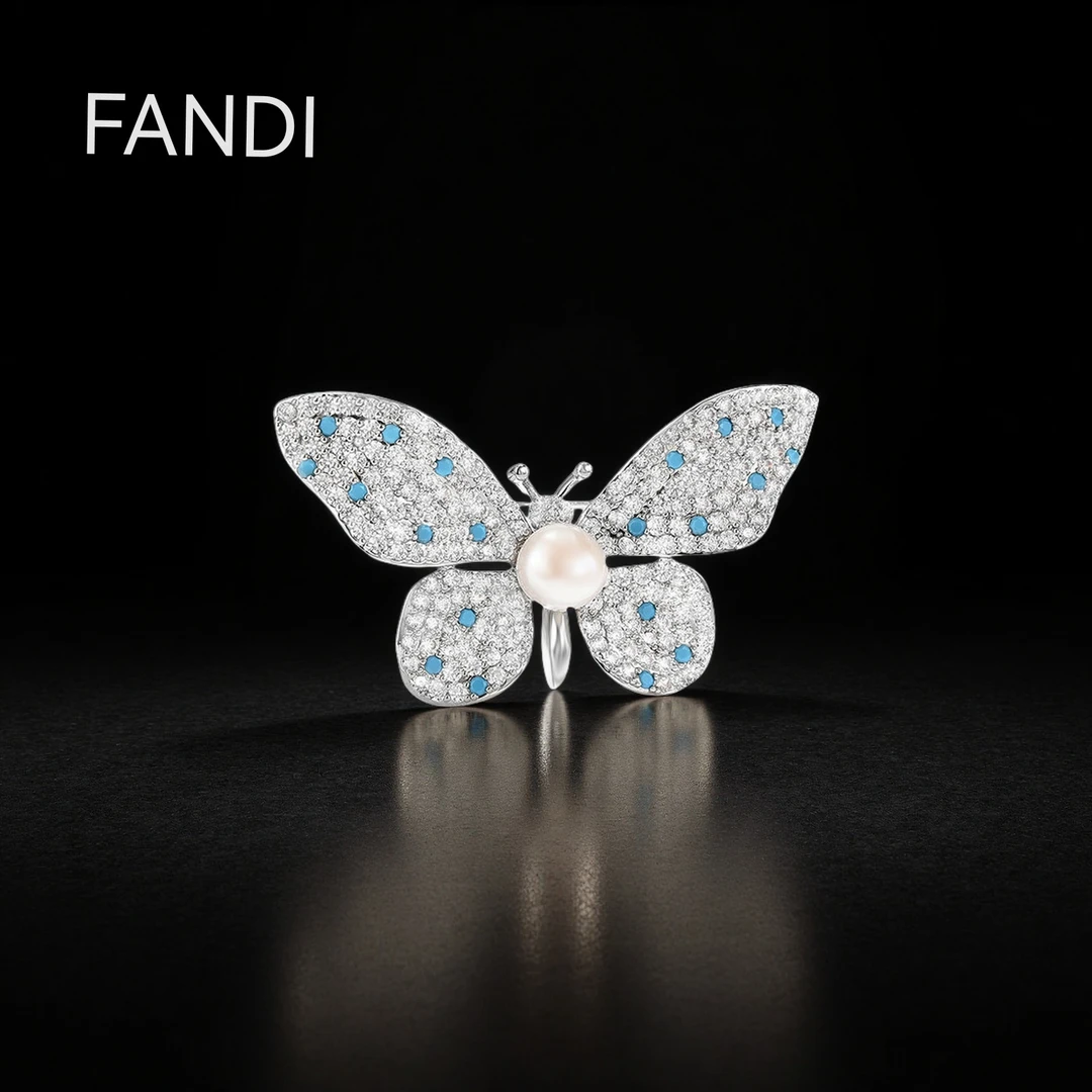 铜合金锆石胸针 30517-1蓝松蝴蝶胸针