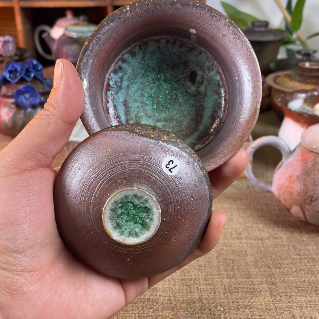 73盖碗。   柴烧。