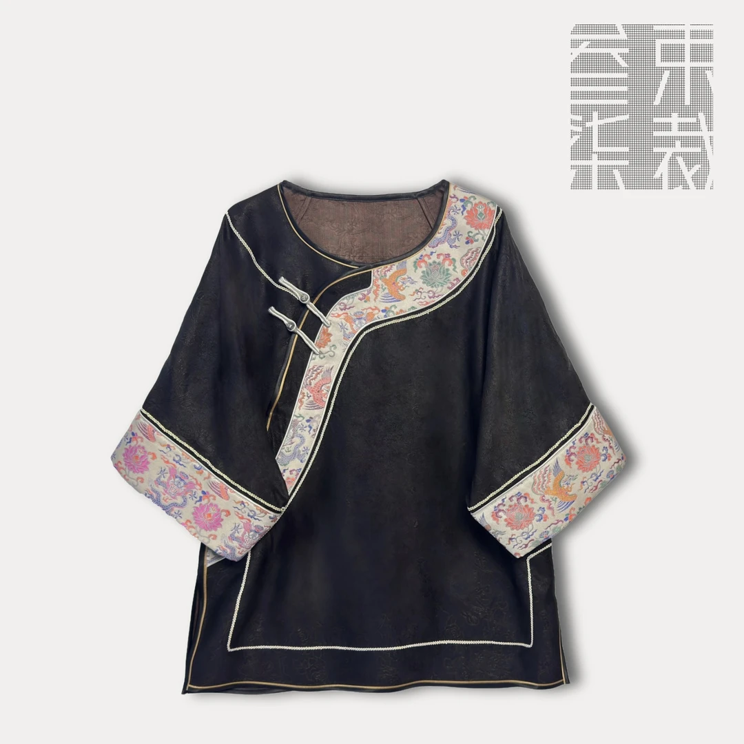 A696【惊鸿】春夏新款国风原创设计设计师拼接刺绣气质设计款上衣