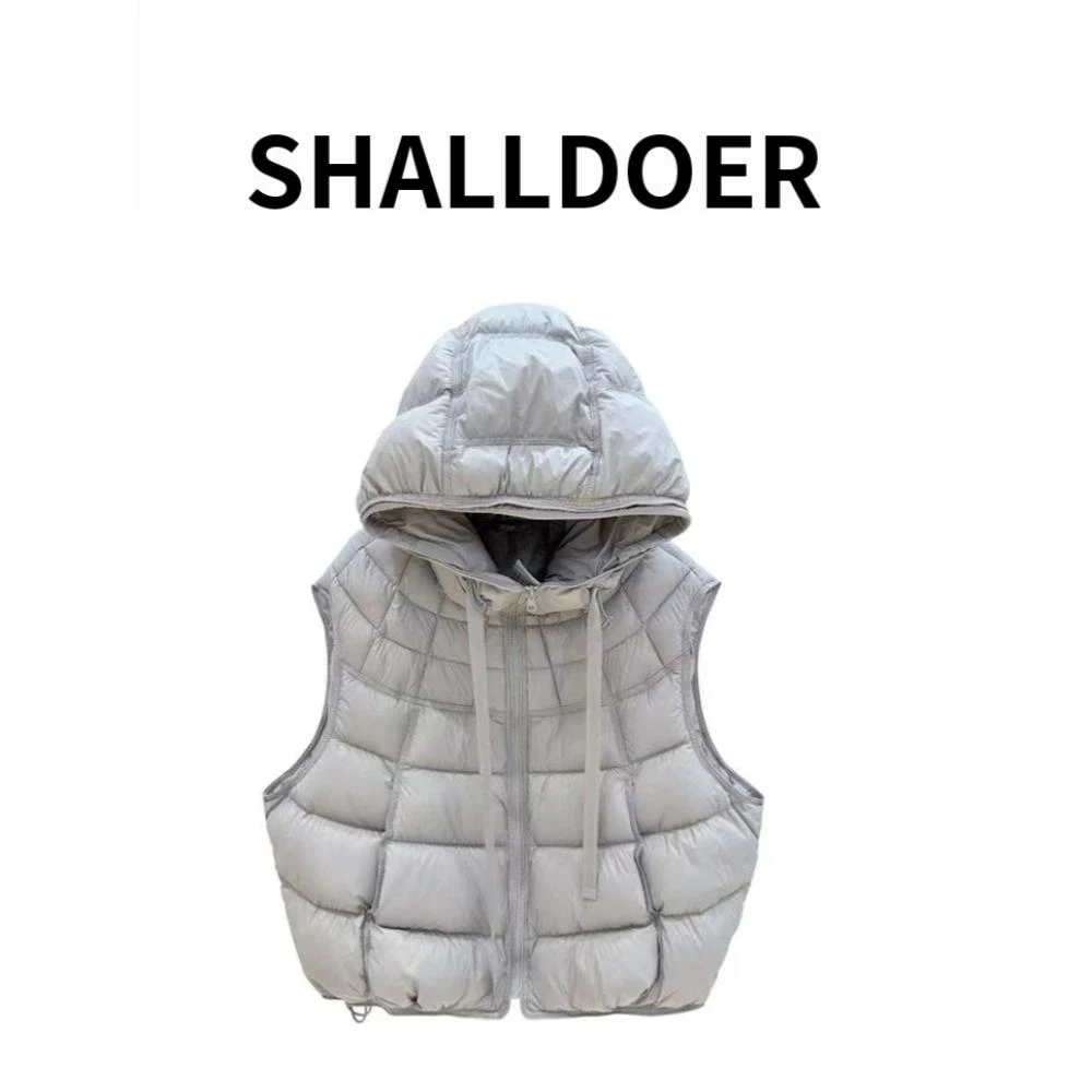 今年流行的漂亮羽绒马甲背心女款2025新款秋冬季外穿坎肩连帽马夹