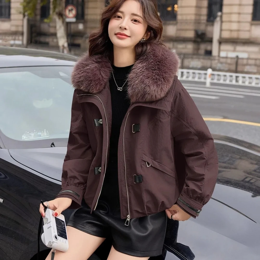 2025冬季新款韩版宽松小个子加厚保暖大毛领外套