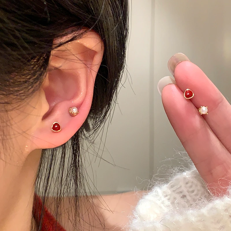 暴富猫【小珍珠】日常养耳洞~港风复古耳钉四件套耳钉女耳环