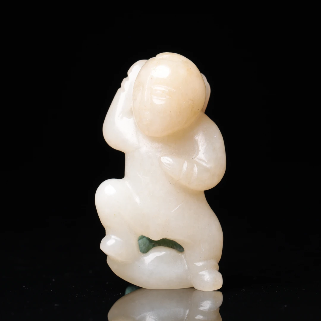 明代和田玉童子花件-NX