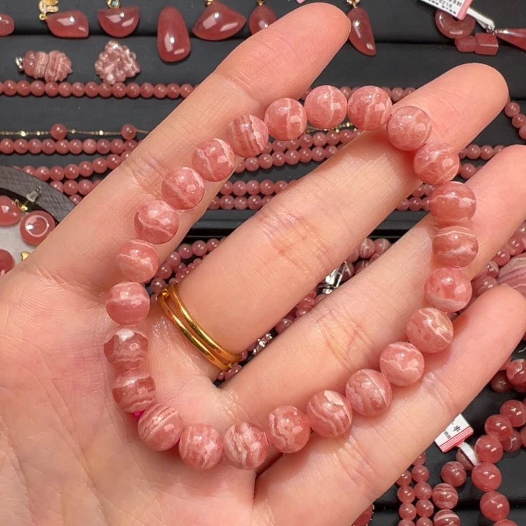 菱锰矿（红纹石）未镶嵌手绳