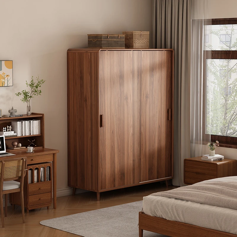 小户型推拉门衣柜家用卧室简约现代收纳柜衣橱一体靠墙省空间立柜