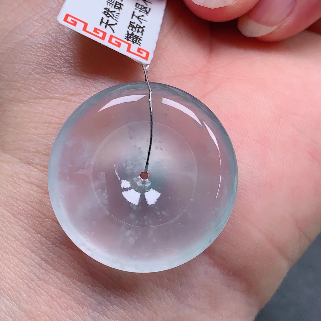 天然缅甸翡翠A货玻璃雪花棉平安扣气质精美尺寸27.1+6  425