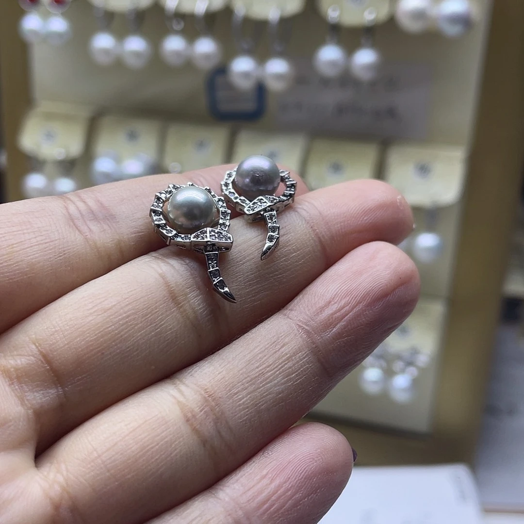 耳饰海水珍珠银S925镶嵌