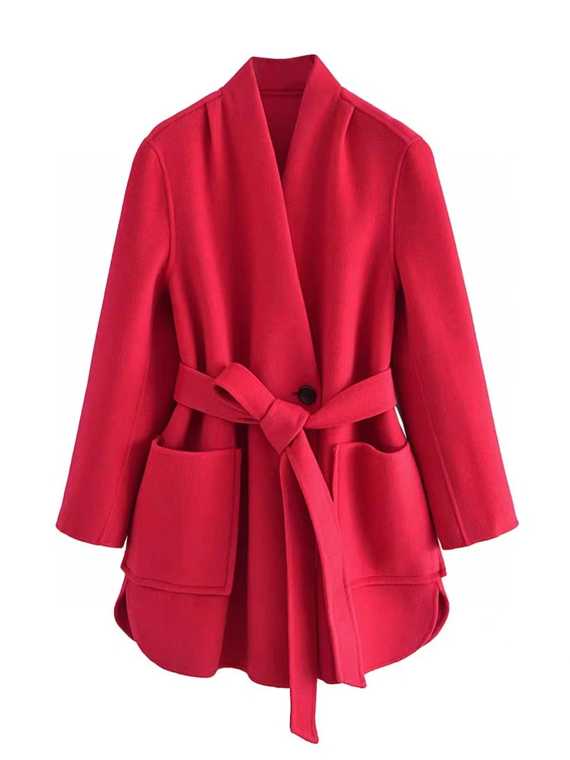 新年款红色短款大衣2371