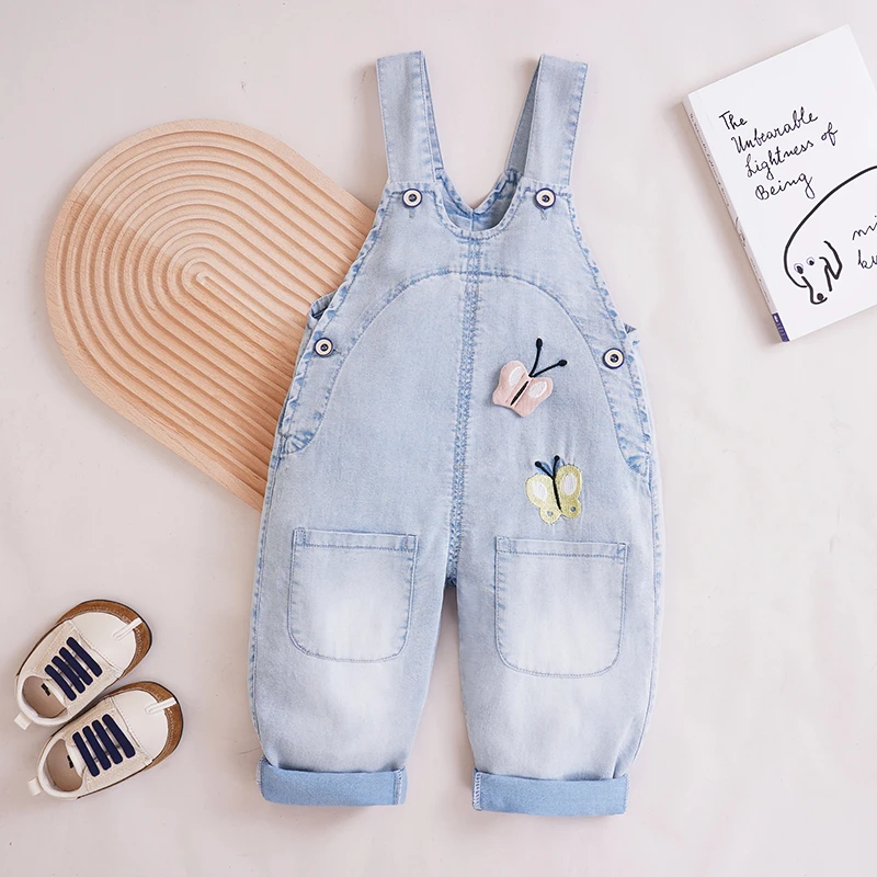 宝宝背带裤夏款空调裤童牛仔裤直筒裤男女童婴儿裤外穿防蚊裤清凉