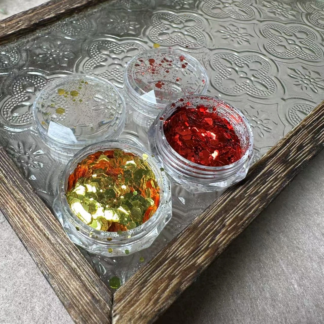 【2盒】超薄黄金亮片+车厘子酒红美甲亮片套装美甲饰品工具