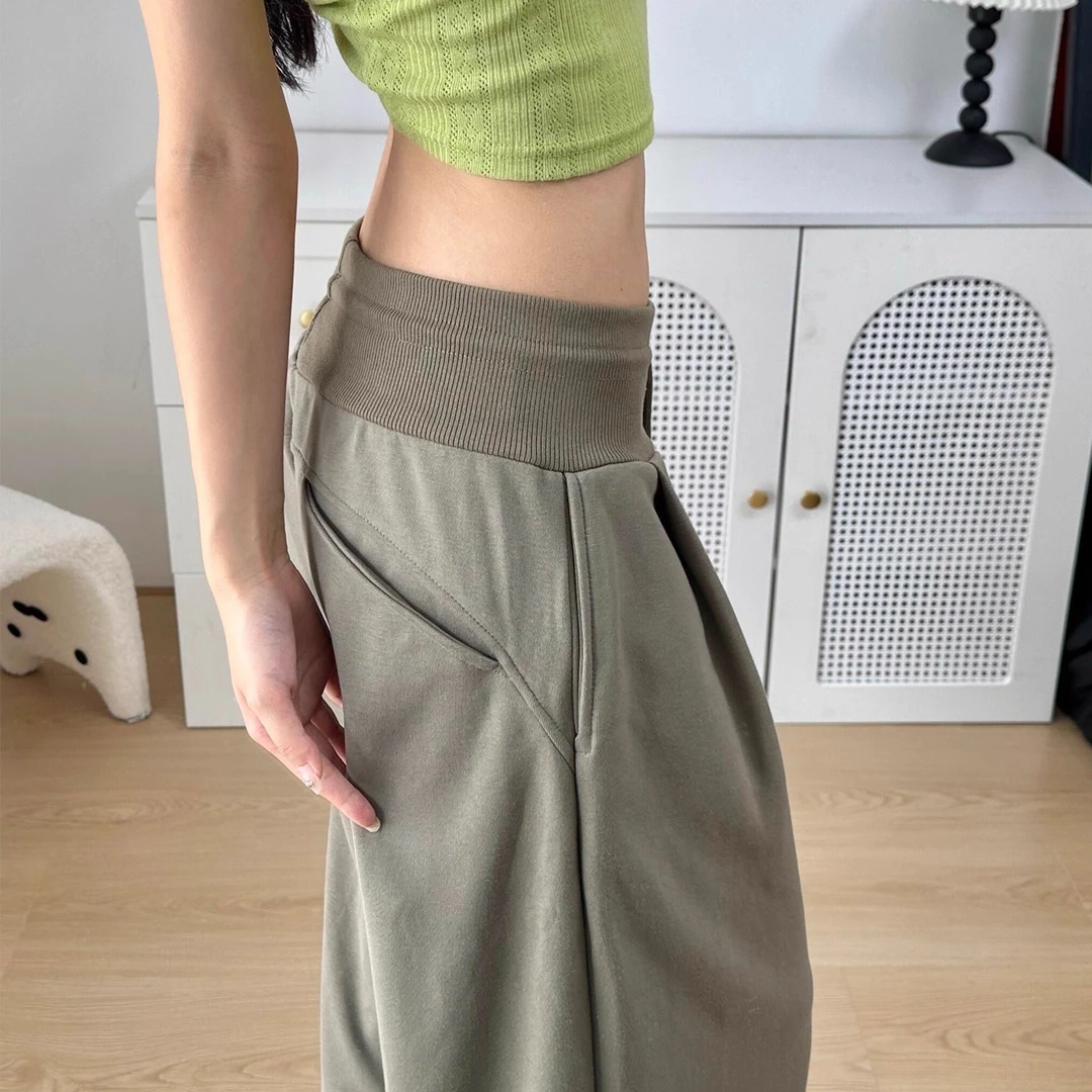 美式复古宽松阔腿裤女秋季2025新款低腰抽绳休闲裤慵懒垂感运动裤