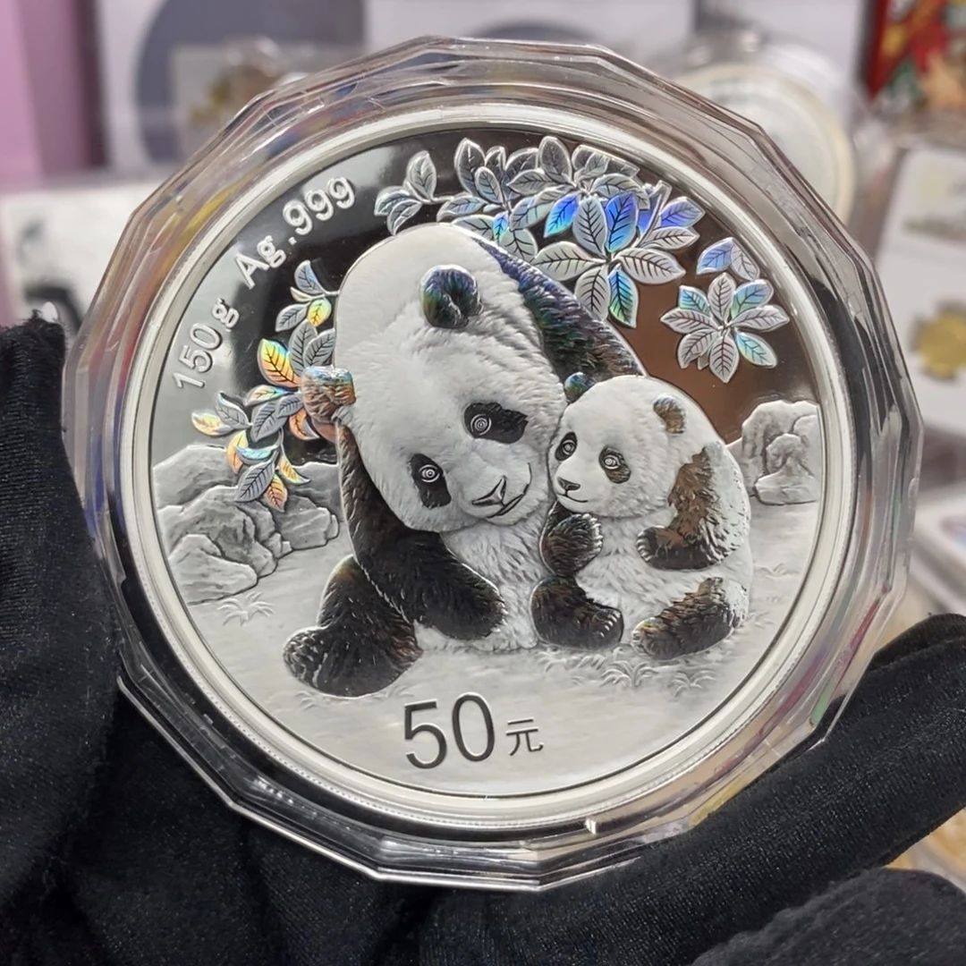 纯银24熊猫150克原证盒