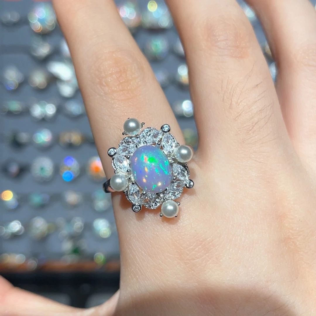 欧泊银S925镶嵌欧泊戒指