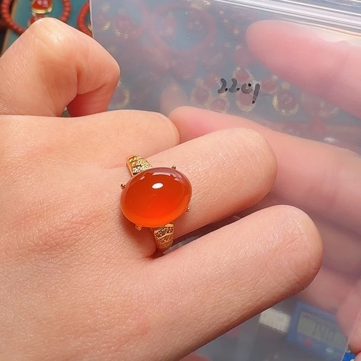 南红玛瑙银S925镶嵌戒指