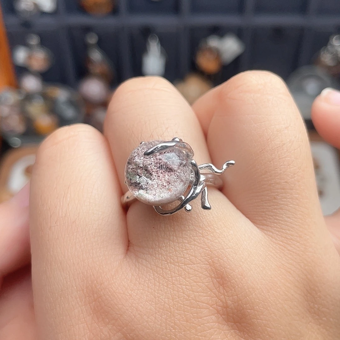 水晶戒指银S925镶嵌与**仿