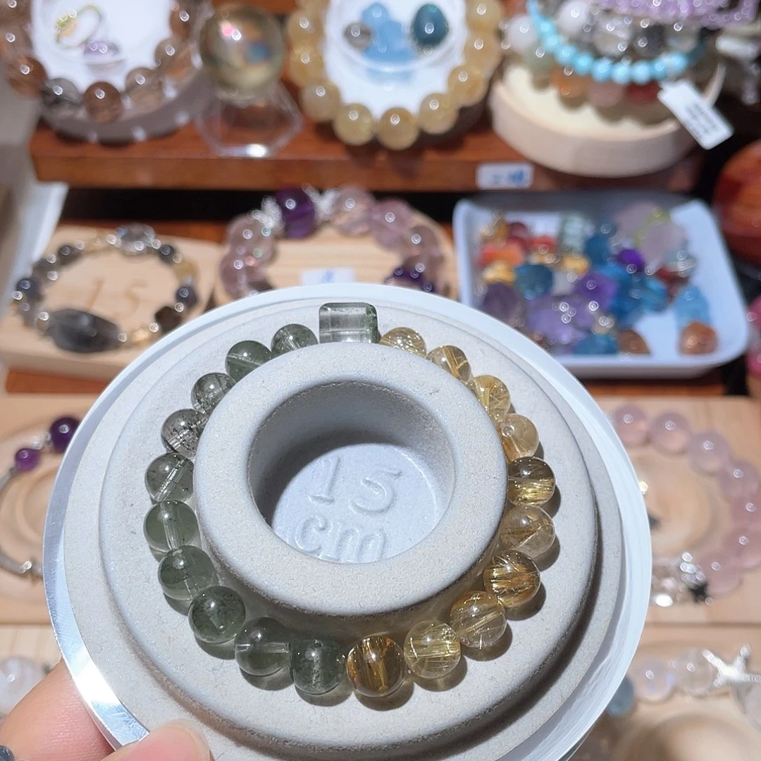 水晶手链未镶嵌?**虎绿幽灵金发晶