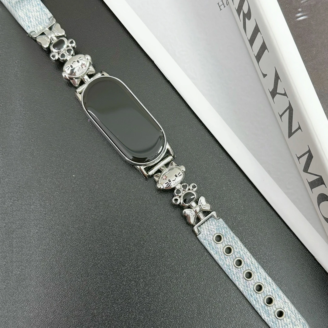 裴蔻 适用小米手环10牛仔表带9NFC腕带10/9pro手表猫咪红米Watch5