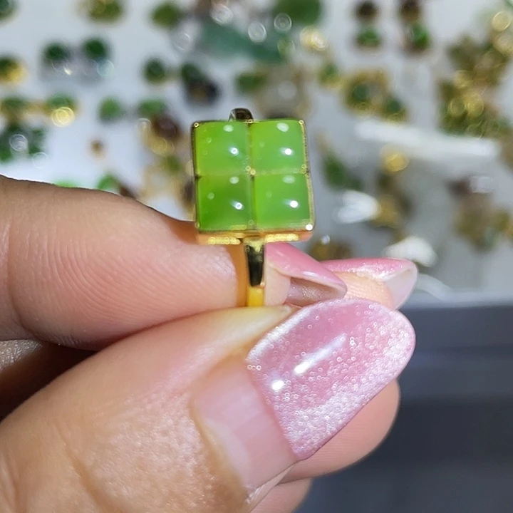 和田玉（碧玉）银S925镶嵌戒指