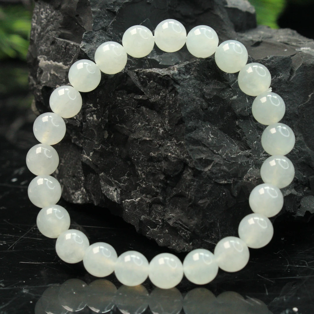 37ZB天然缅甸A货翡翠冰种圆珠手串/700851嘉禾臻宝