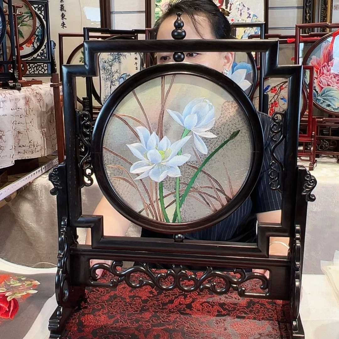 织绣苏绣摆台檀木