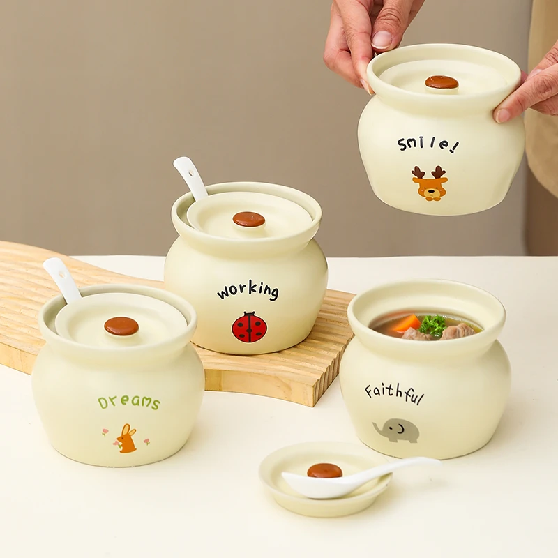 瓦罐煨汤江西沙县小吃朱雀汤炖罐家用炖盅陶瓷带盖隔水一人蒸蛋盅