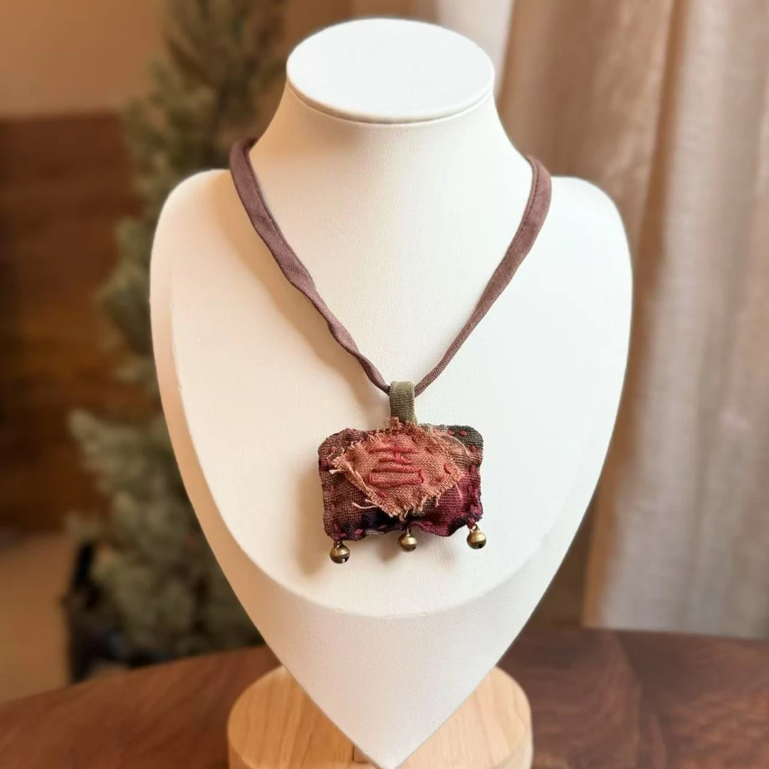 非金属布艺项链 【去野知物】｜吉｜原创设计手作手工吉字项链