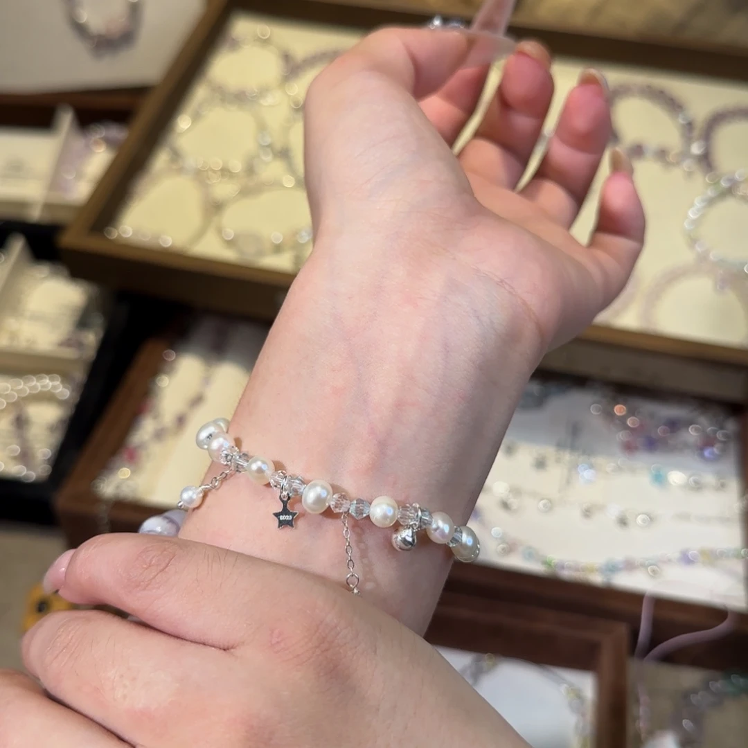 烟晶手链银S925镶嵌铃铛换雪花