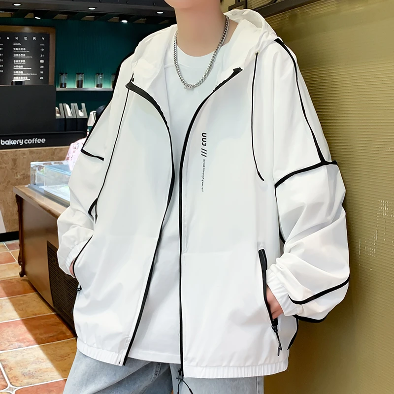 冰丝透气薄款防晒衣男夏季2025新款户外休闲连帽外套青少年防晒服