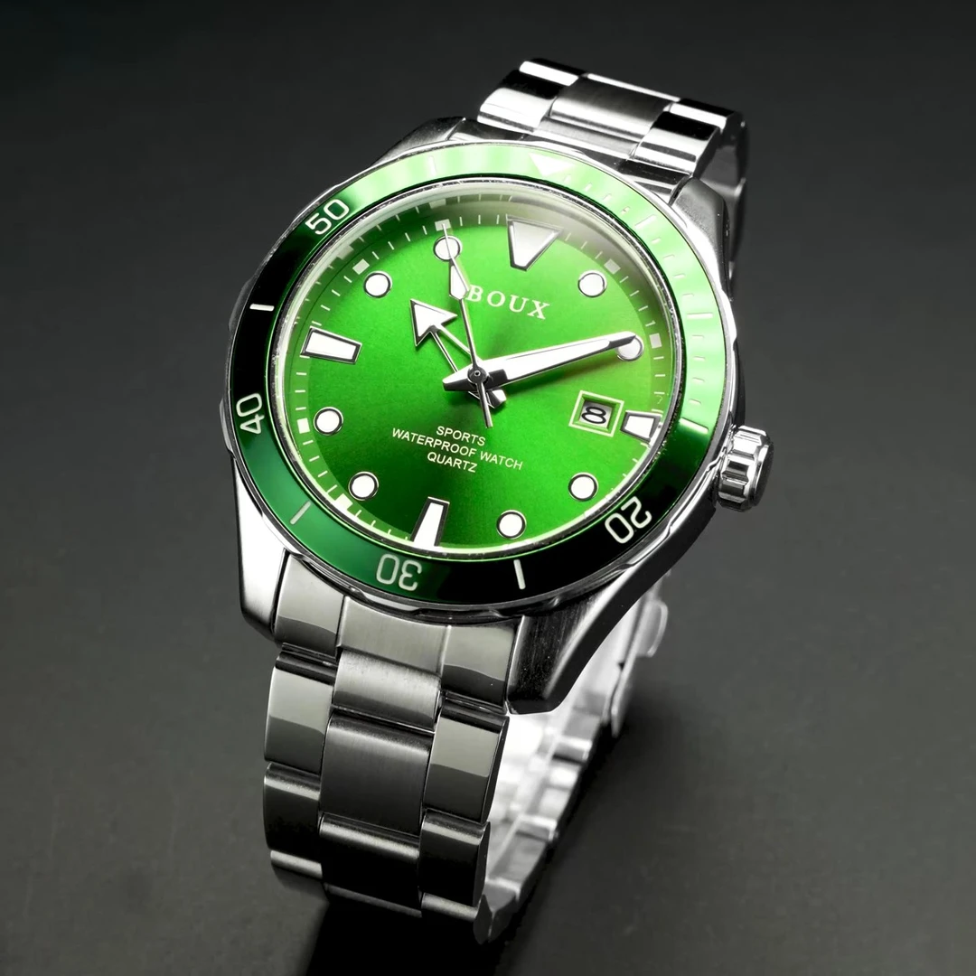 BOUX绿水鬼手表2025新款男士经典腕表夜光防水石英表品牌正品送礼