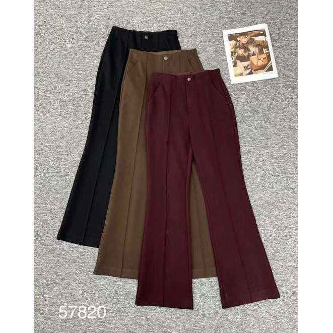 KIKI严选：57820-YER家欧洲站南油原创设计时尚高腰微喇休闲裤