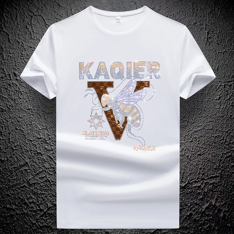 锡芝班拿小蜜蜂短袖t恤男装韩版高端休闲潮牌烫钻潮半袖