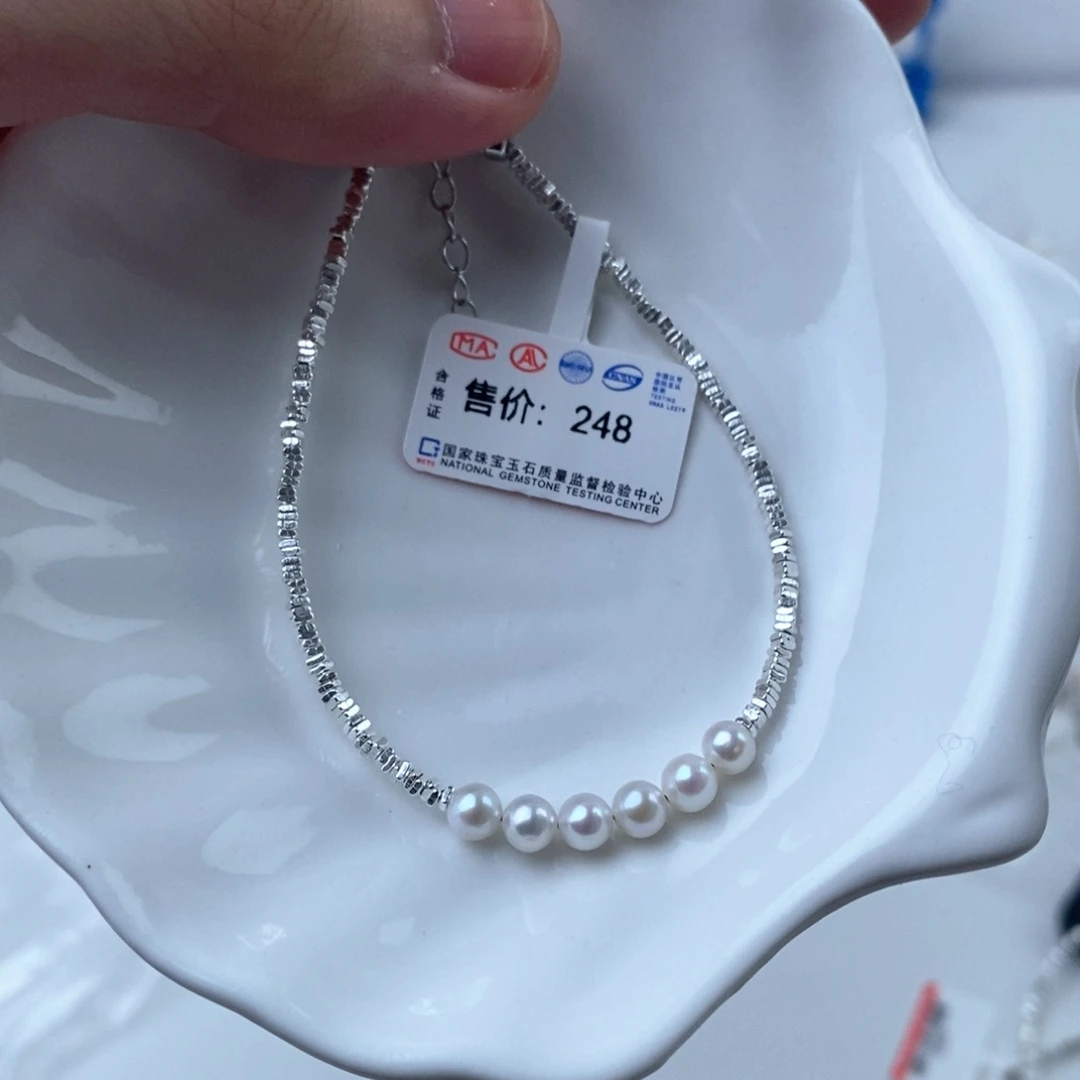 ****约淡水珍珠手绳银S925镶嵌