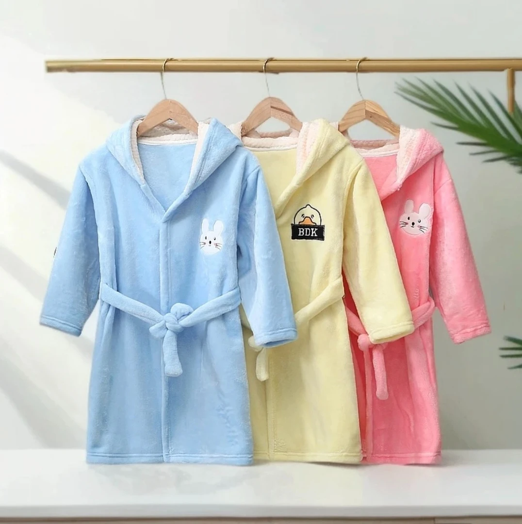 儿童睡袍法兰绒加绒加厚男童睡袍女童珊瑚绒秋冬儿童宝宝KL