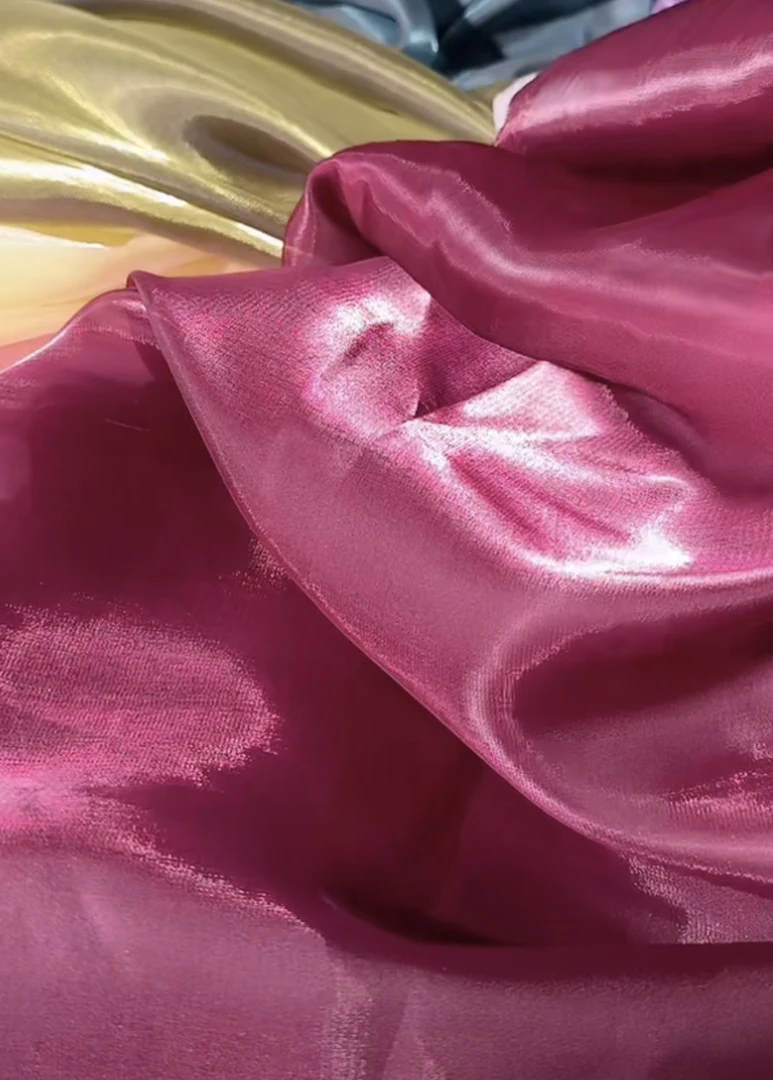 25款紫红色欧根纱面料 珠光衬衫LO裙汉服布料（裁剪后不支持退换）