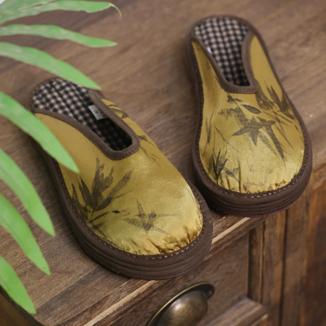 桑蚕丝缎老北京布鞋单鞋女秋季新款新中式软底拖鞋纯手工千层底鞋