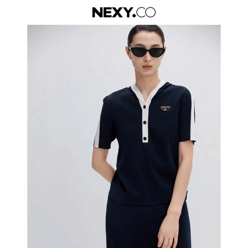 【商场同款】NEXY.CO/奈蔻百搭时尚夏季薄款休闲针织衫XZ02385Q7