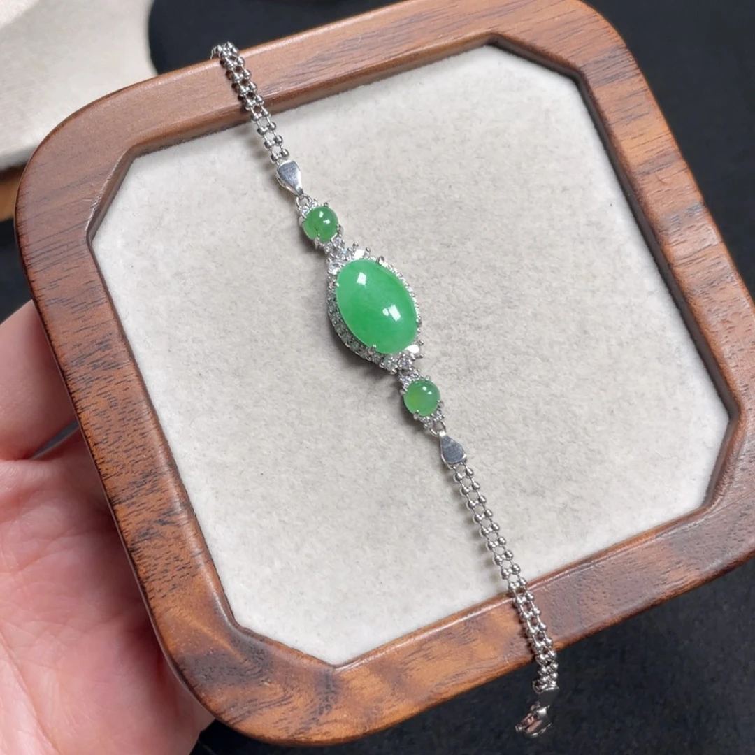 翡翠手链银S925镶嵌芯**印8699