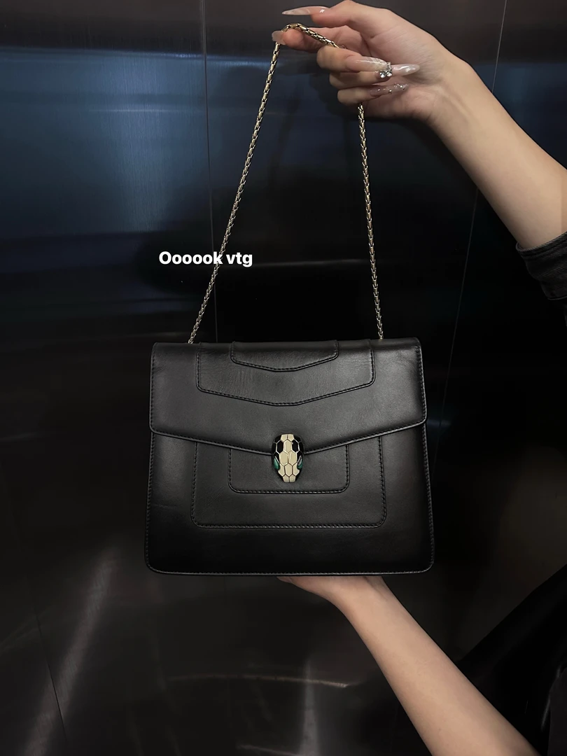 95新 BVLGARI/宝格丽 CS6906 宝格丽 黑色蛇头单肩包