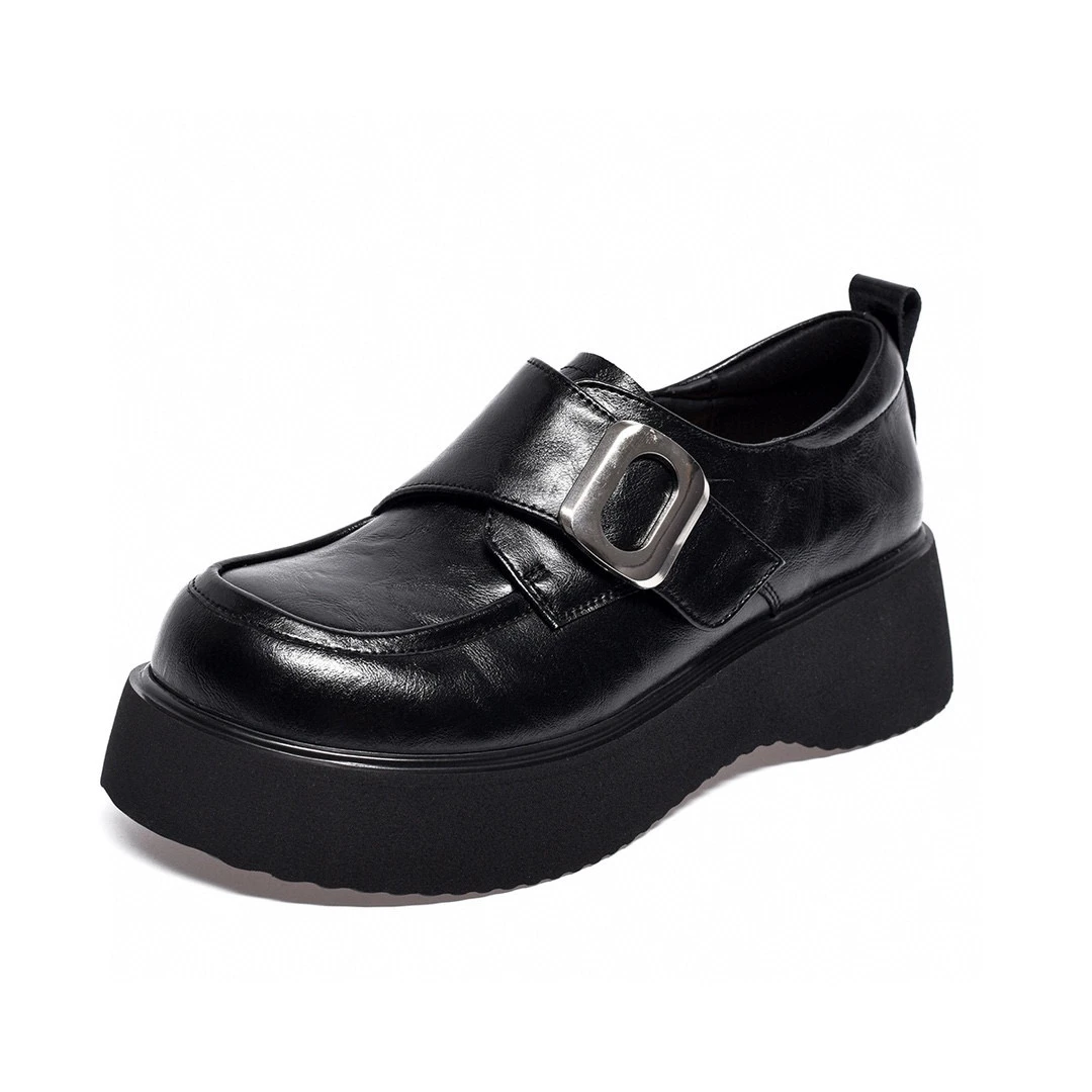 英伦风厚底乐福鞋女百搭小皮鞋增高显瘦单鞋169-2610