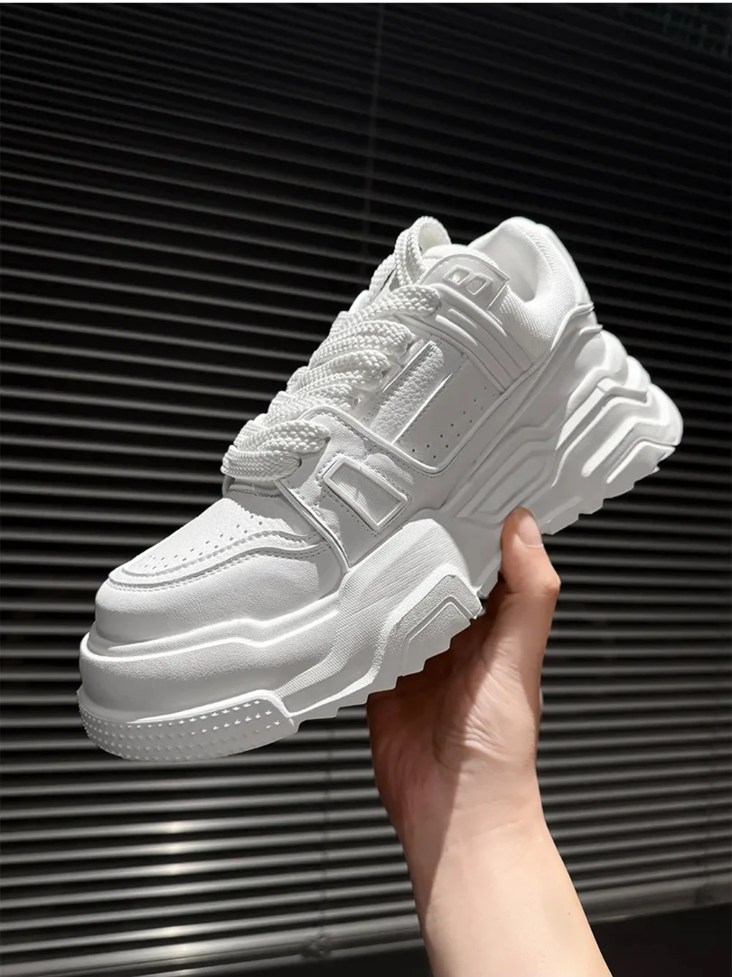 鞋子新款小众设计感厚底增高板鞋男鞋白色百搭休闲老爹鞋小白鞋