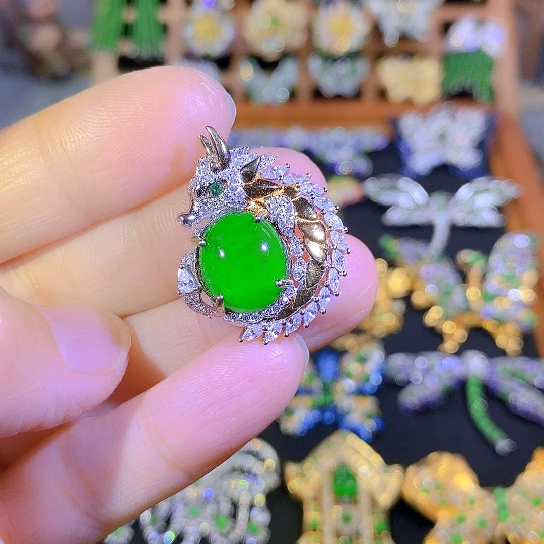 银S925镶嵌挂件翡翠