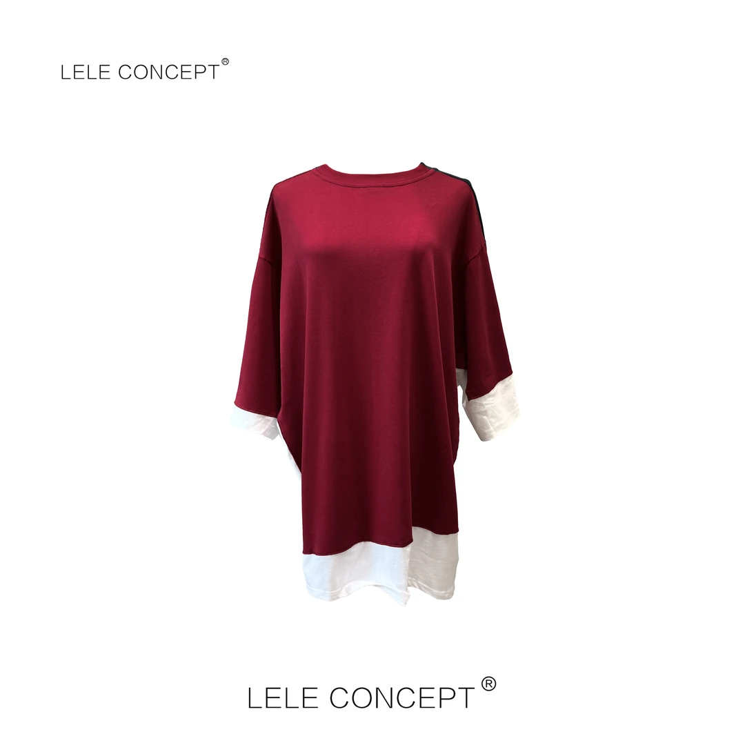 LELE CONCEPT | 【美超】休闲减龄时尚气质拼色大T恤TX132