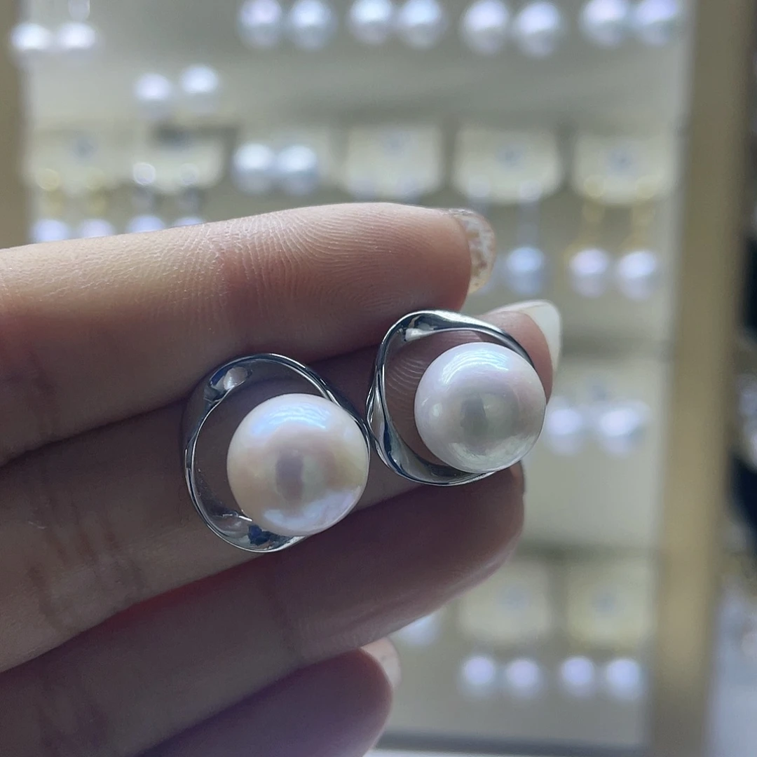 淡水珍珠耳饰银S925镶嵌