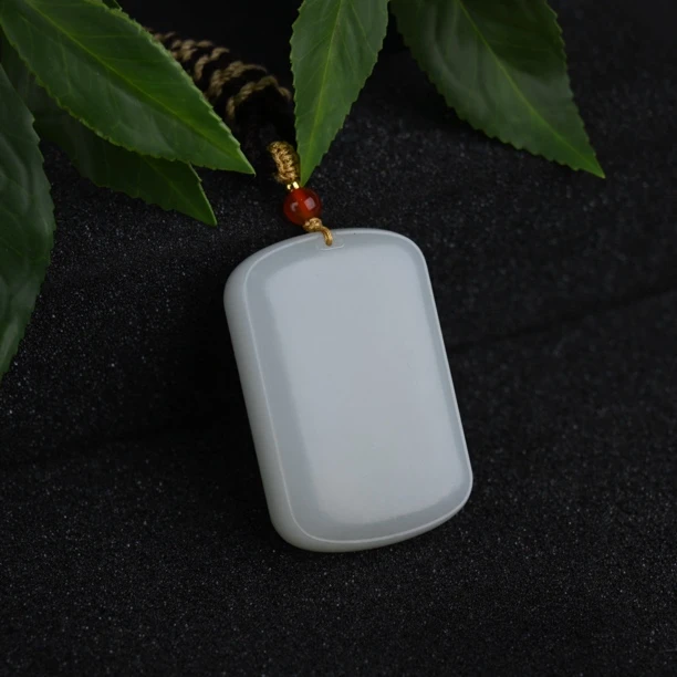 天然和田玉俄料平安无事牌功德牌挂件（WH3190）