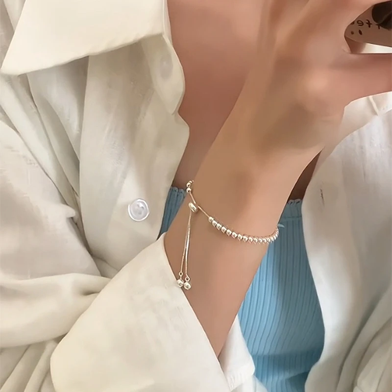 铜合金手链 简约圆珠手链女时尚百搭奢品ins风几何手链手串