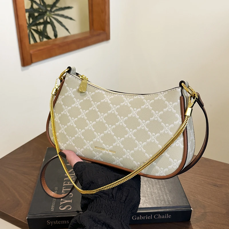 1025698韩版小众单肩时尚链条腋下包夏天百搭女士包2025新款印花