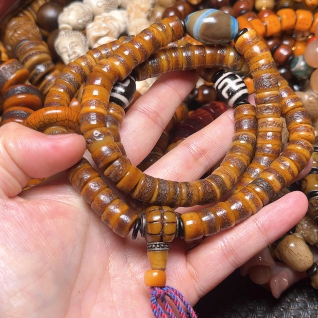 【闪购商品】牛骨手串/手链牛骨原色切片10×108颗弟子珠