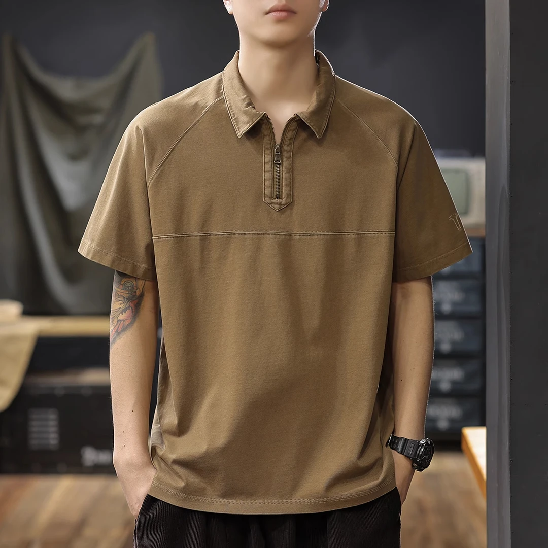 MR.MUDI/穆迪先生美式纯棉水洗复古短袖POLO衫男25夏经典做旧